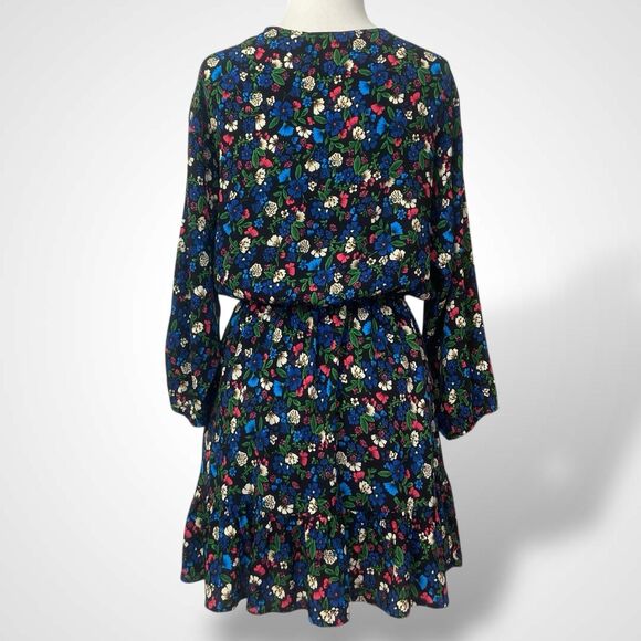 Zara Floral Skort Dress Women Size M Tiered Mini 3/4 Balloon Sleeve Ruffle Hem - Picture 3 of 8